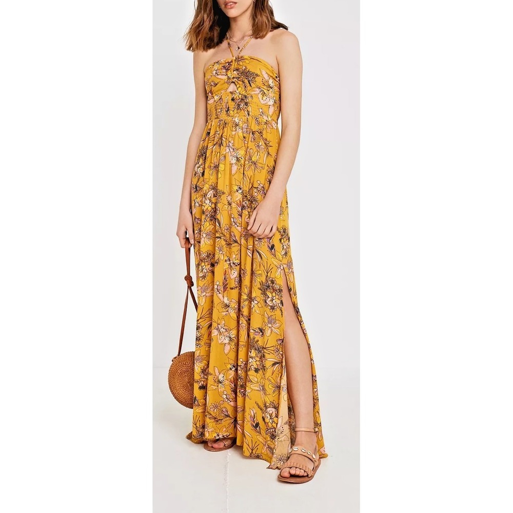 Free‎ People Intimately Free One Step Ahead Maxi Dress XS Floral Halter Cutout